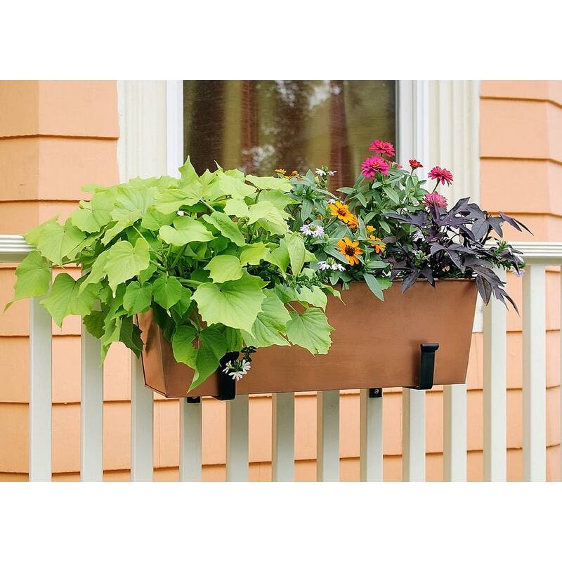 Achla Designs Medium Galvanized Steel Flower Box Planter, 23.25 Inch Wide, Copper Plated