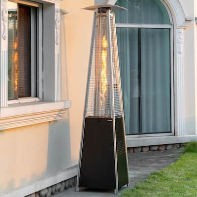 Outdoor 48,000 BTU Pyramid Propane Gas Patio Heater with Wheels - 20.47*20.47*88.19 inch