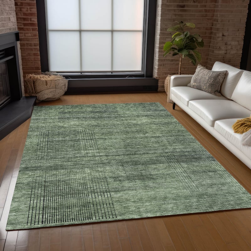 Machine Washable Indoor/ Outdoor Chantille Contemporary Imprints Rug