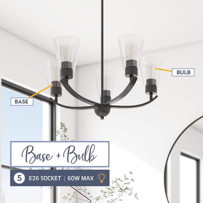 Prominence Home Fairendale Matte Black 5-Light Chandelier with Clear Glass - 26.25