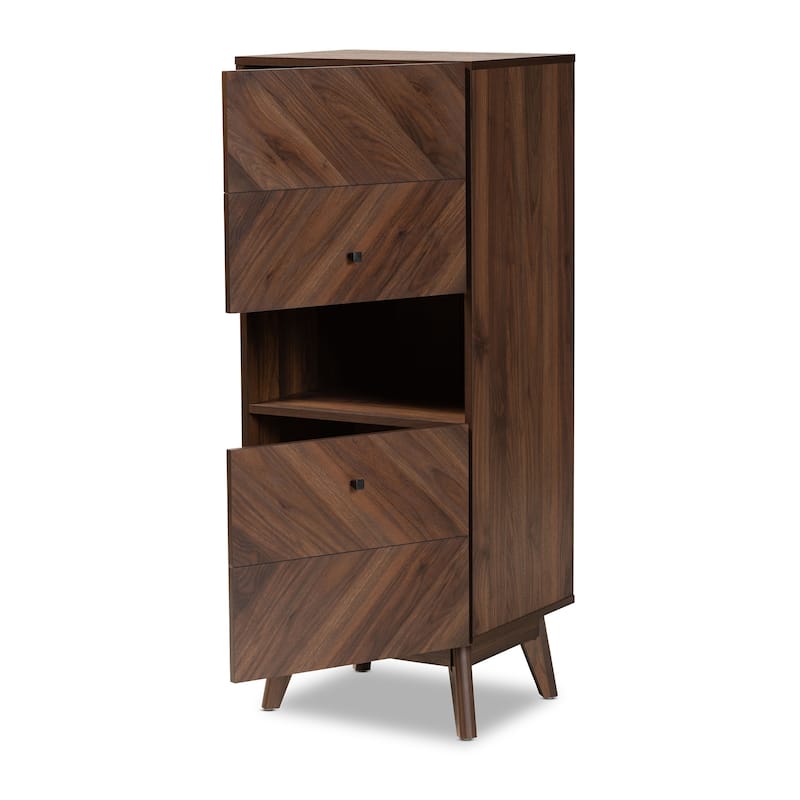 Hartman Mid-Century Modern Walnut Brown Finished Wood Storage Cabinet