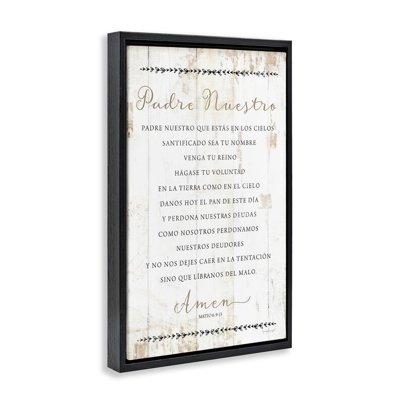 Stupell Padre Nuestro Oración Framed Floater Canvas Wall Art Design By Jennifer Pugh