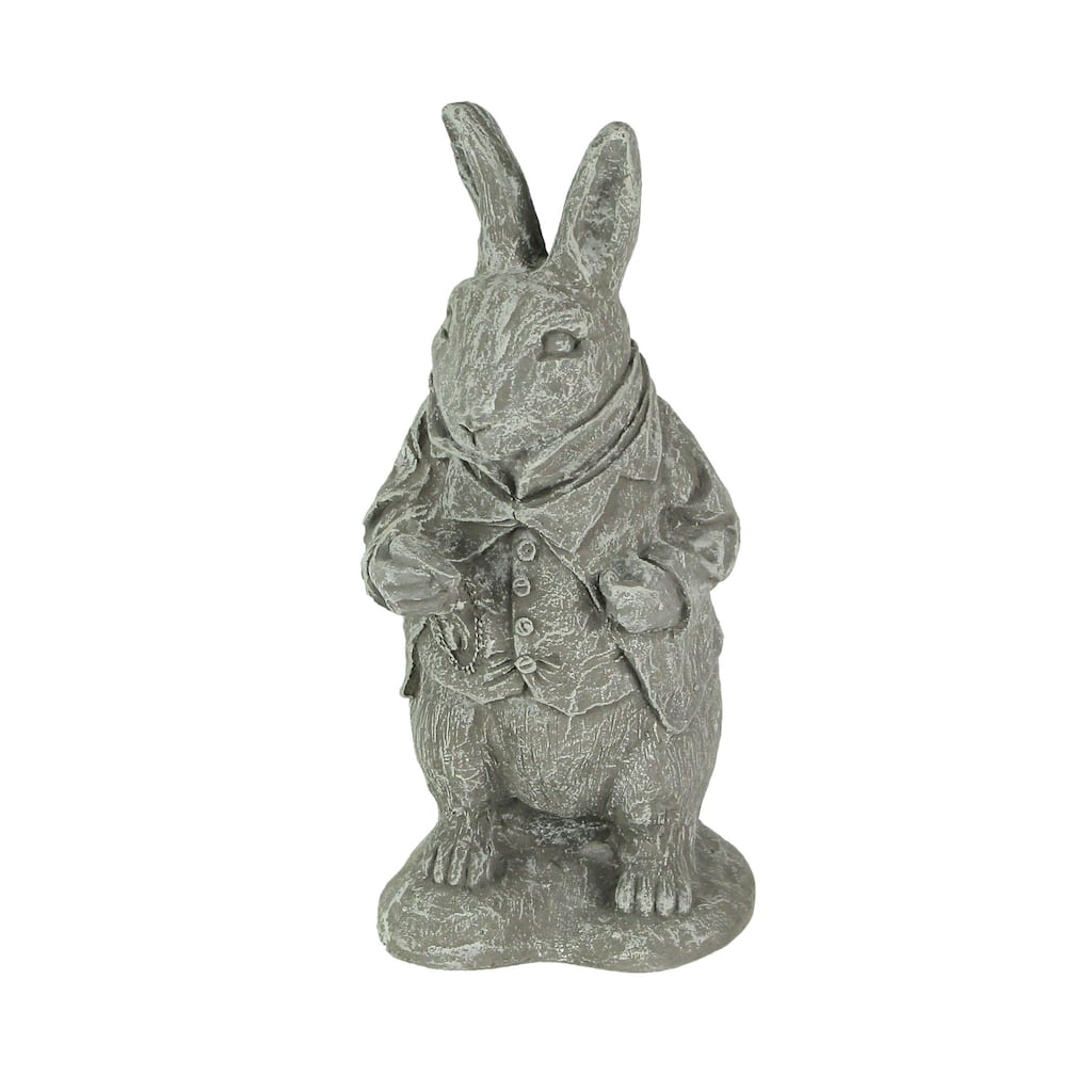 Alice In Wonderland White Light Gray Finish Statue 14 In-Cement - 14.5 X 6.25 X 7.5 inches