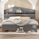 preview thumbnail 3 of 20, Wooden Full Size House Bed with Storage Headboard ,Kids Bed with Storage Shelf,Grey