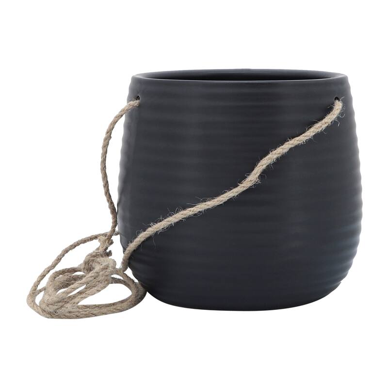 Sagebrook Home Neutral Textured Ceramic Hanging Planter