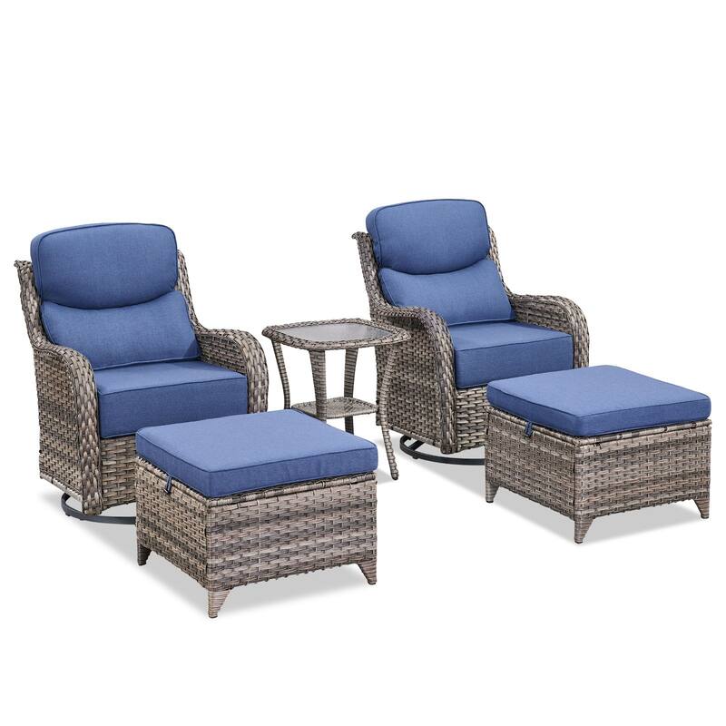 Outdoor Swivel Chairs with 6-Inch Thick Cushions for Garden