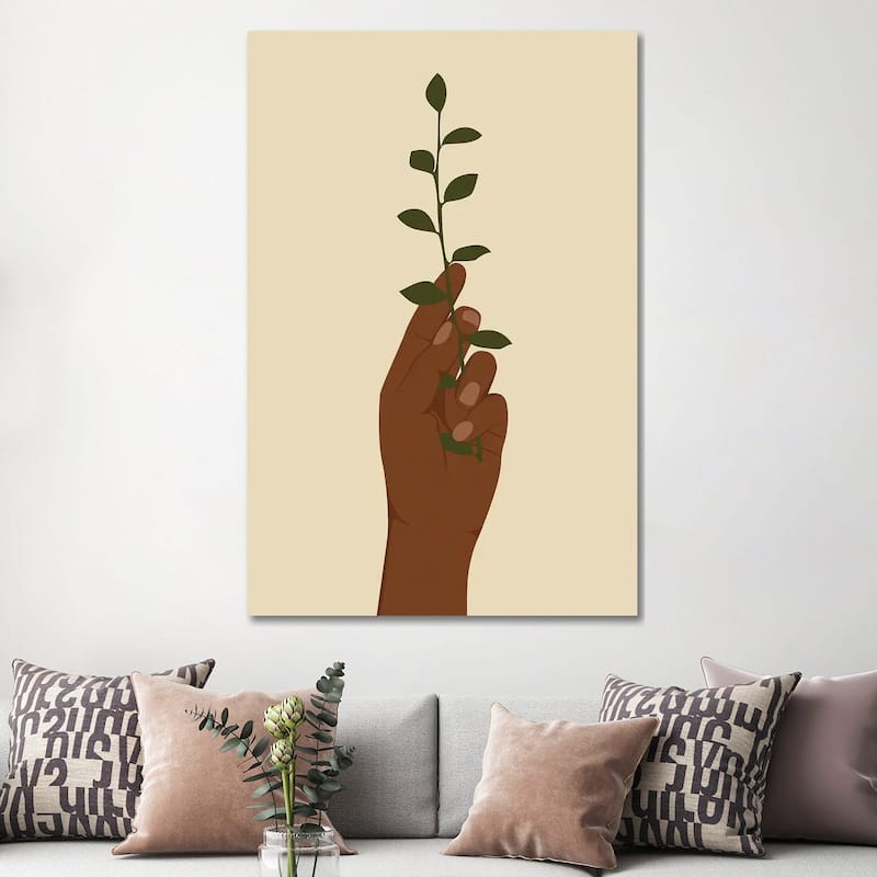 iCanvas "Hand Holding Plant Art" by Tysee Ciage Canvas Print
