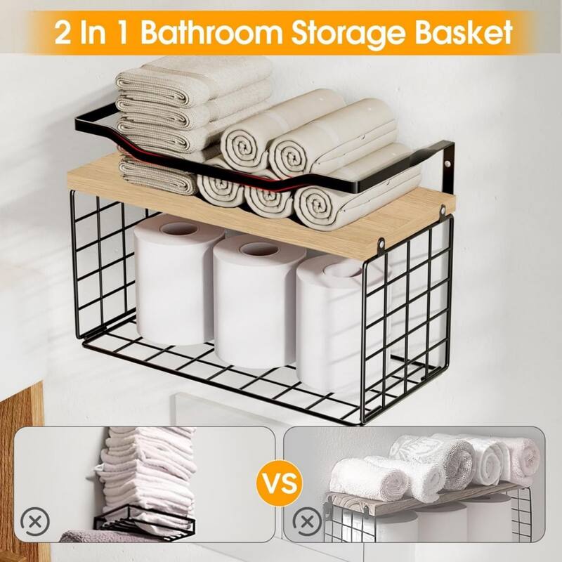 Bathroom towel rack, 6-tier roll-up or fold-out towel rack with floating shelves.