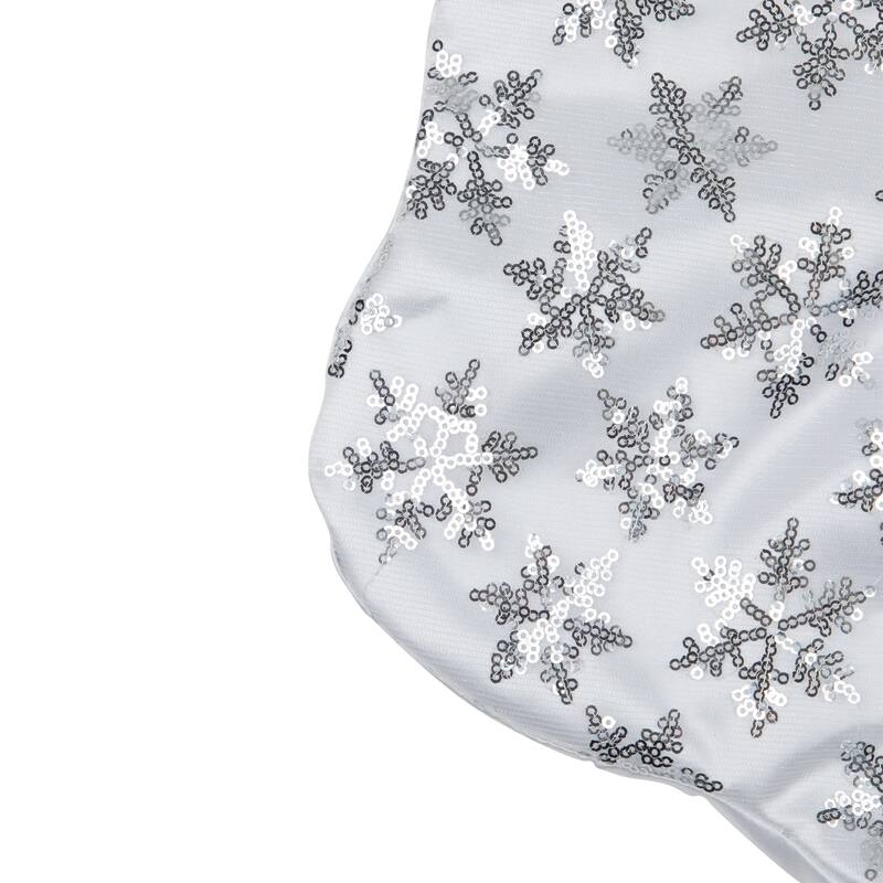 19 White and Silver Sequin Snowflake Christmas Stocking