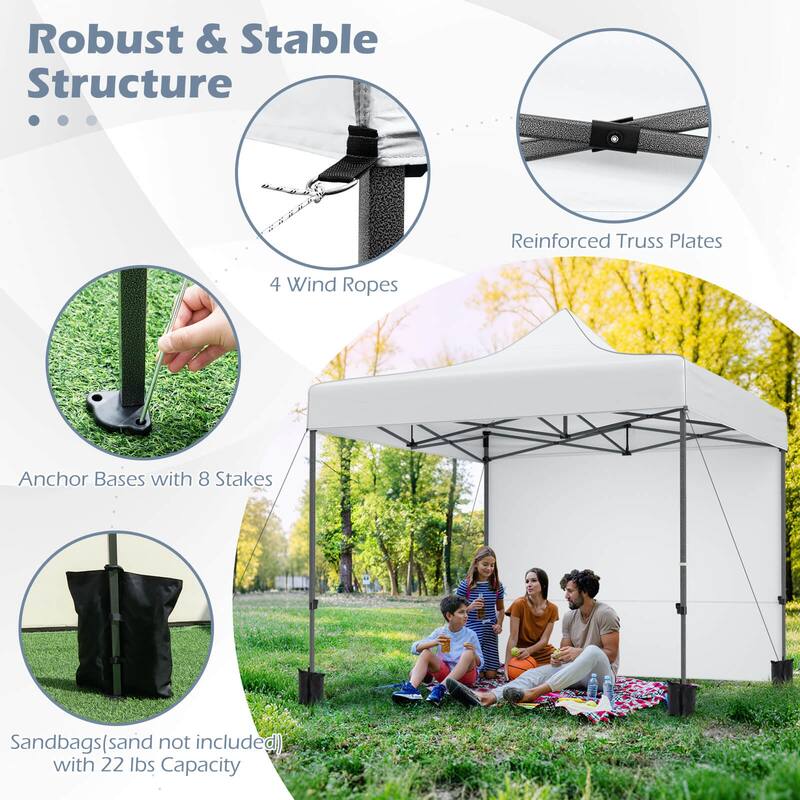 Costway 10 x 10 FT Pop up Canopy Tent with 4 Removable Sidewalls,