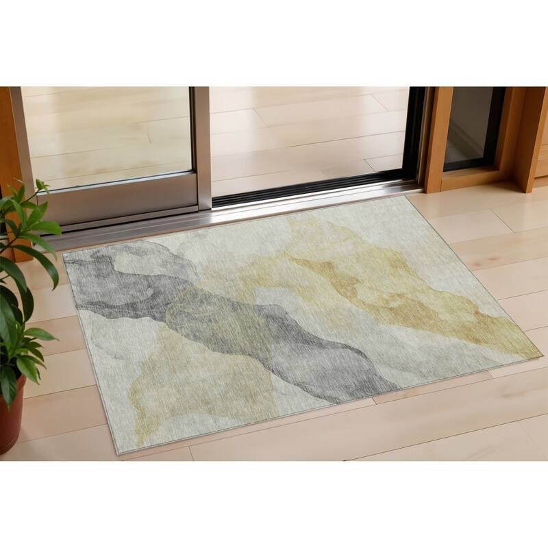 HomeRoots Abstract Transitional Rectangle Outdoor Rug - 3' x 5'