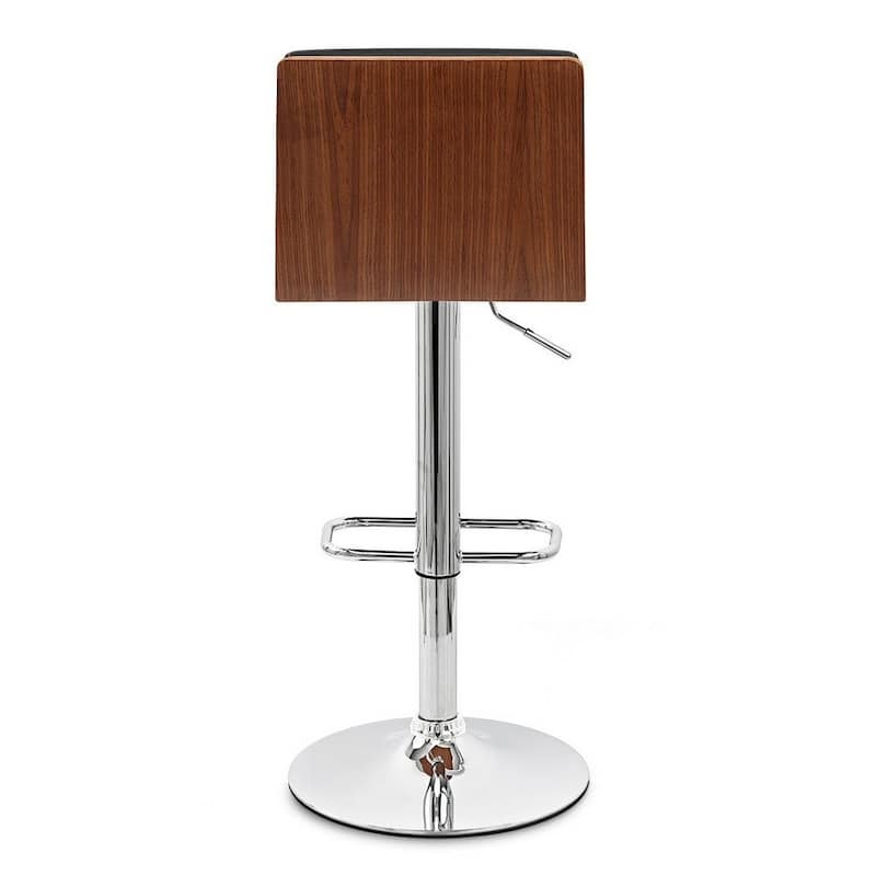 Wooden Support Faux Leather Barstool with Pedestal Base - 33 H x 14 W x 15 L Inches