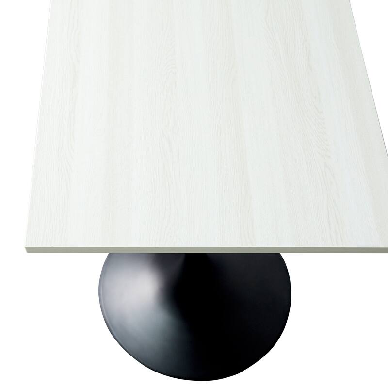 Verve 43 in. Tall Bar Height Dining Table Square MDF Wood Tabletop in White Stainless Steel Pedestal Base Accent Bar Table