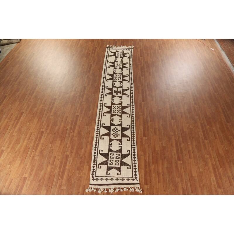 Turkish Anatolian Runner Rug Hand-knotted Natural Dye Wool Carpet - 2'10"x 15'1"