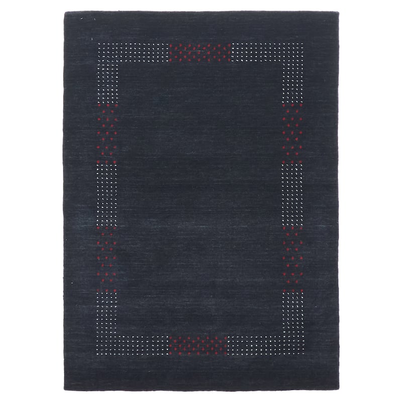 ECARPETGALLERY Hand Loomed Kashkuli Gabbeh Charcoal Wool Rug - 4'0 x 5'7