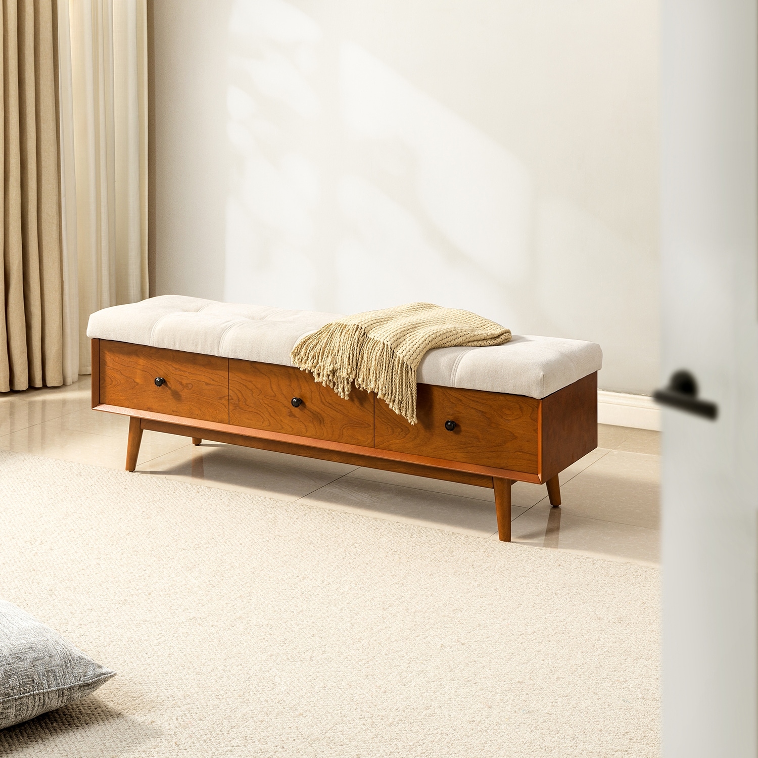 Mid century storage shop bench