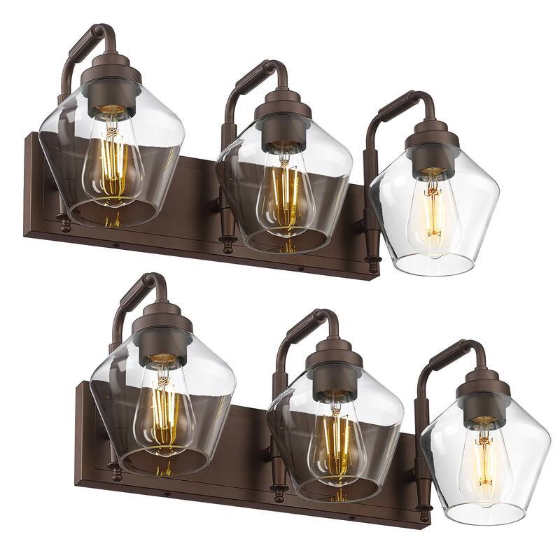 Modern 3/4-Light Bathroom Vanity Light in Oil-Rubbed Bronze/Gold