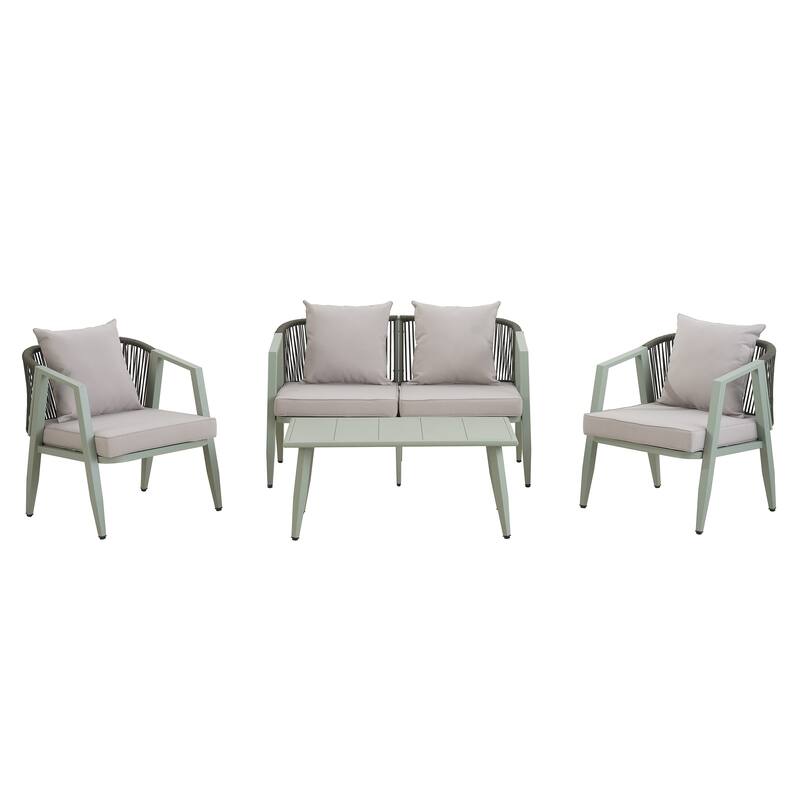 Roomfitters 4 Pcs Modern Outdoor Seating Set, Durable and Comfortable Patio Furniture Set for Backyard, Poolsides