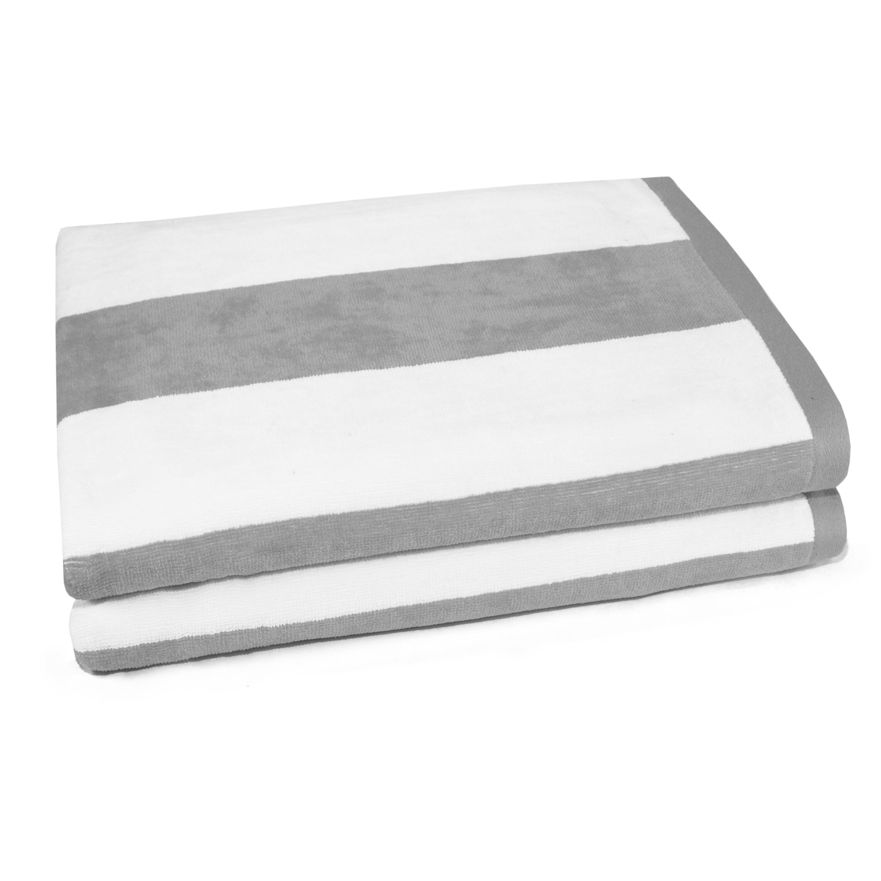 grey and white beach towels