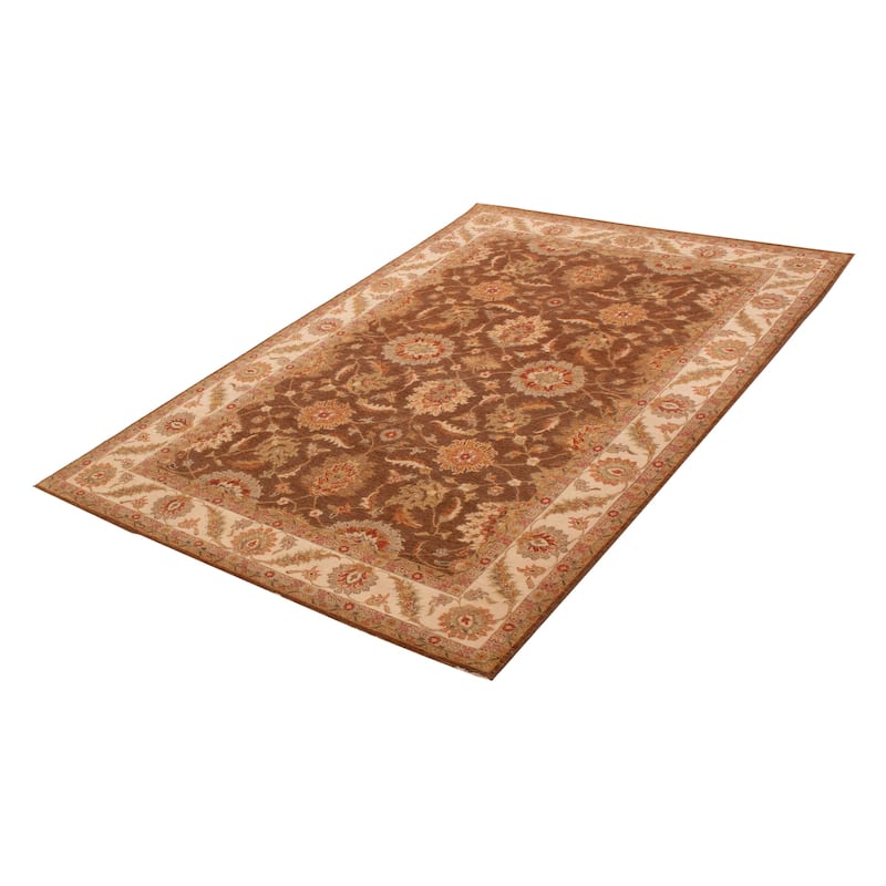 ECARPETGALLERY Hand-knotted Jamshidpour Brown Wool Rug - 6' 6" x 10' 1"