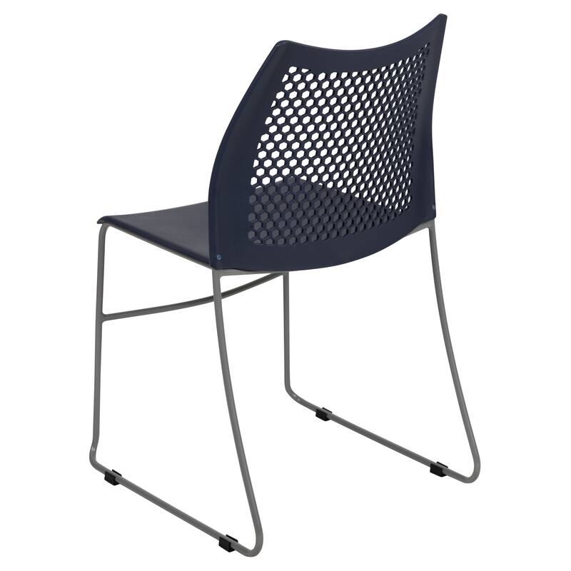 661 lb. Capacity Stack Chair with Air-Vent Back and Powder Coated Sled Base