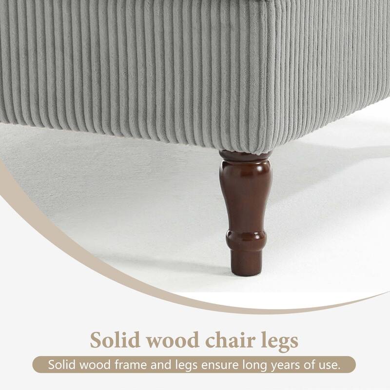 130"W Corduroy Upholstered Modular Sectional Sofa with Storage Ottoman