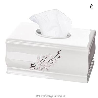 Creative Scents Vanda Tissue Box Cover Rectangular, Decorative Bath Tissues Paper Napkin Holder - White
