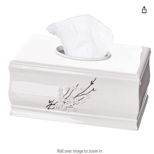 Creative Scents Vanda White Rectangular Tissue Box Cover