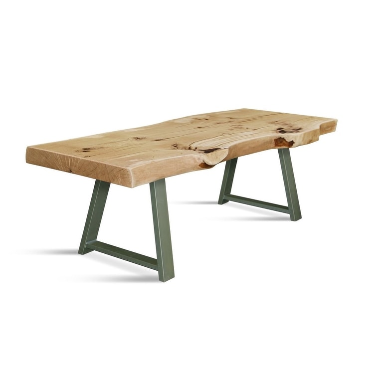 Liram Solid Wood Dining Table Natural Oak/green