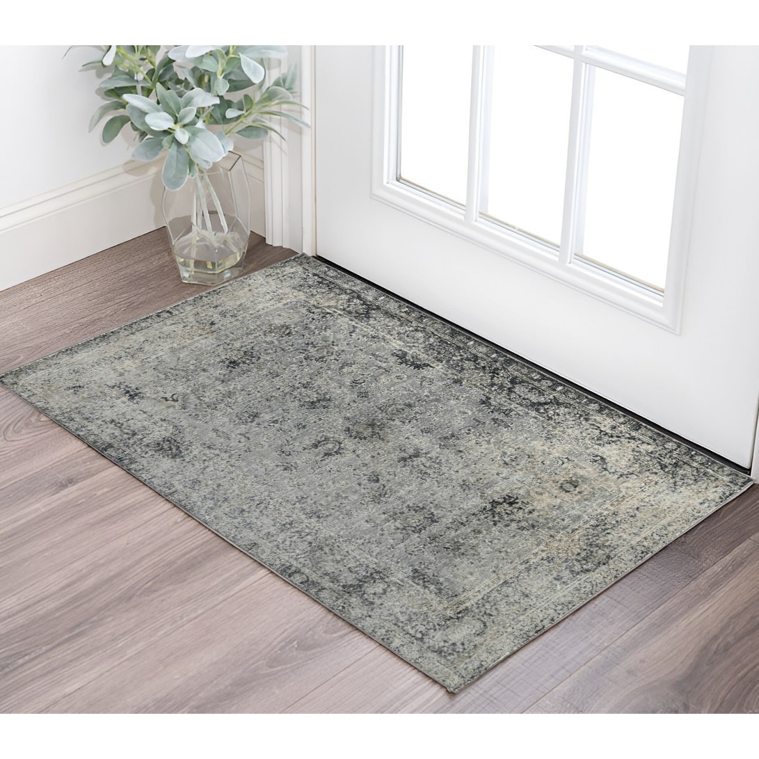 HomeRoots Teli Floral Medallion Transitional Rectangle Area Rug