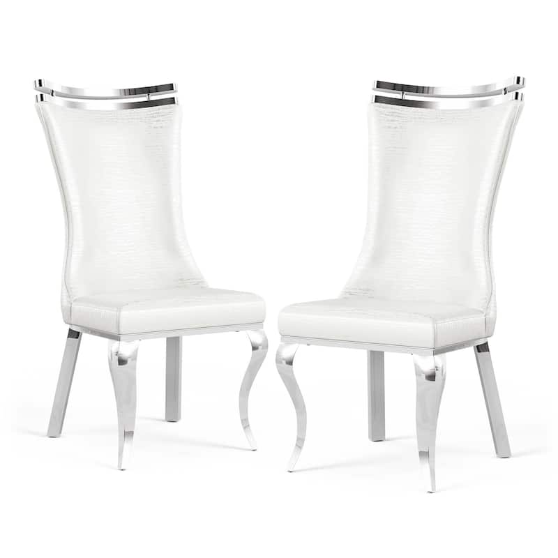 Furniture of America Thaddeus Glam Stainless Steel Upholstered Dining Side Chair (Set of 2)