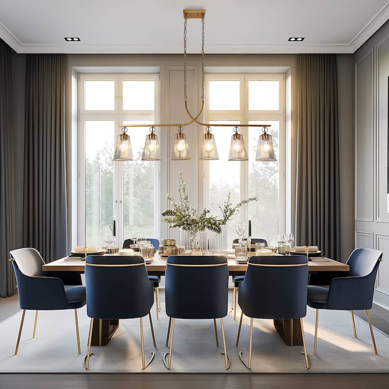 Modern 6-Light Gold Large 55 IN. Chandelier Linear Island Light for Dining Room - W 55.1" x H 21.1"