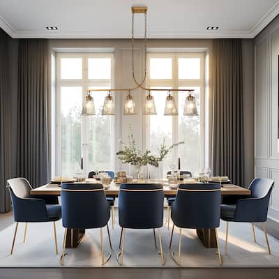 Modern 6-Light Gold Large 55 IN. Chandelier Linear Island Light for Dining Room - W 55.1" x H 21.1"