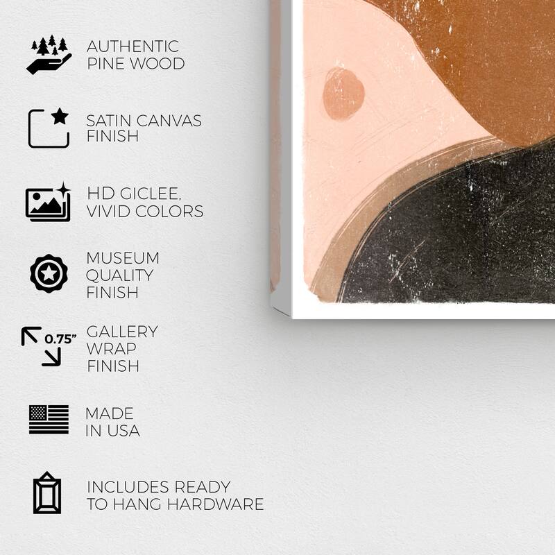 Wynwood Studio Canvas Abstract Finding Energy Black and Pastel Pink Modern & Contemporary Wall Art Canvas Print