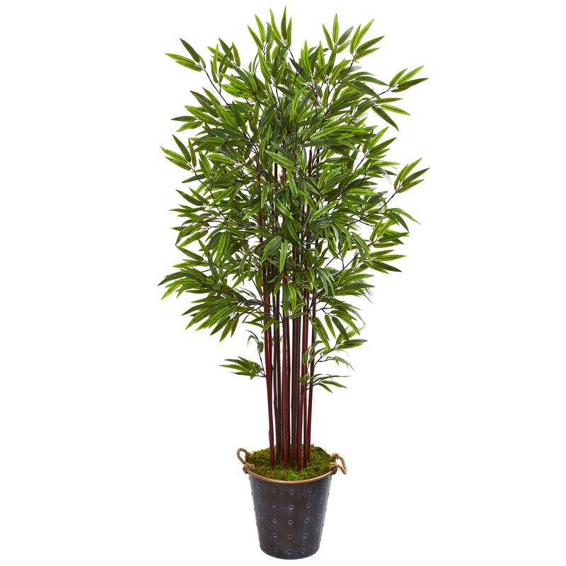 Bamboo Tree Indoor 74 Inch Artificial Plant in Planter Home Decor - Green - 61 Inches and Over
