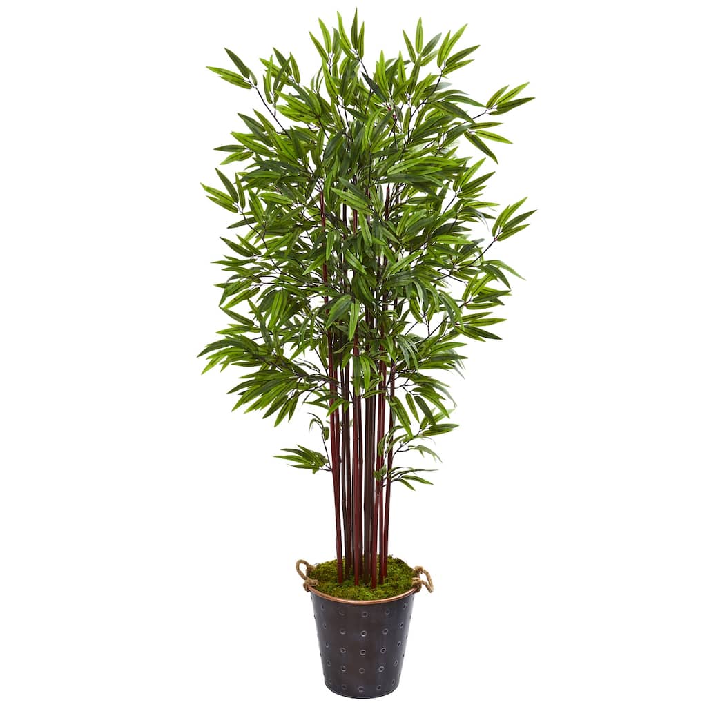 Bamboo Tree Indoor 74 Inch Artificial Plant in Planter Home Decor - Green - 61 Inches and Over