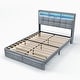 preview thumbnail 5 of 9, Queen Upholstered Platform Bed with LED Lights Storage Headboard Charging Ports