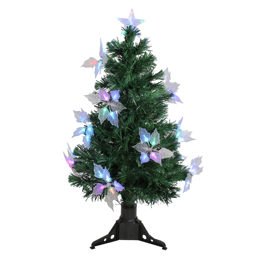 3' Medium Floral Artificial Christmas Tree Multi-Color Lights - 3 Foot