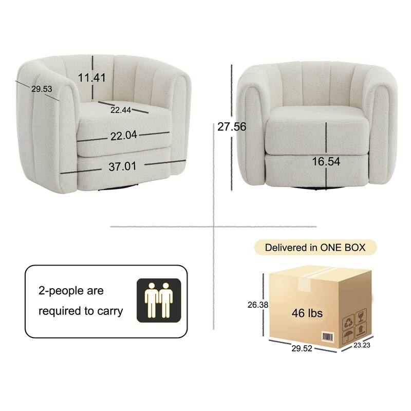 Swivel Accent Barrel Chair, Modern Round Armchairs with Upholstered, Comfy Swivel Accent Chair