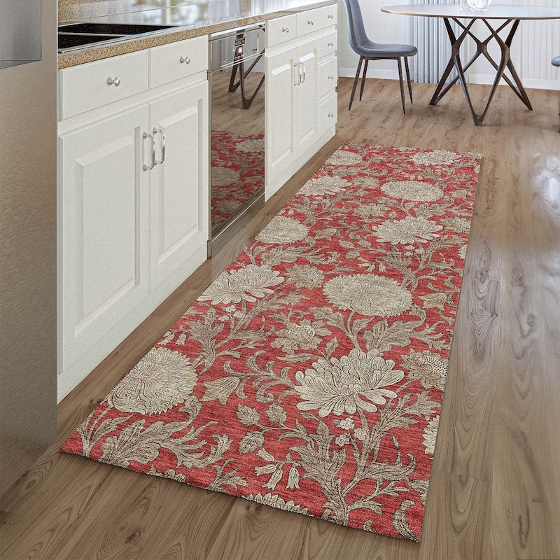 Premium Washable Super Soft Floral Mayfield Rug - Red - 2' 3" x 7' 6" - Runner
