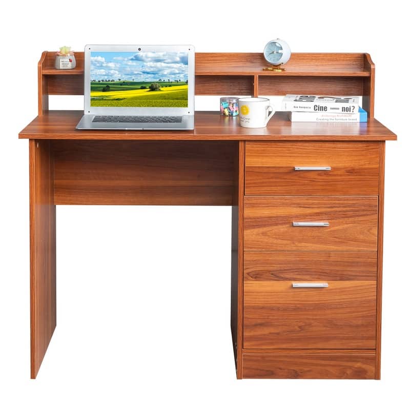 43.31" 3 Drawers Wooden Computer Desk with Letter File Cabinet