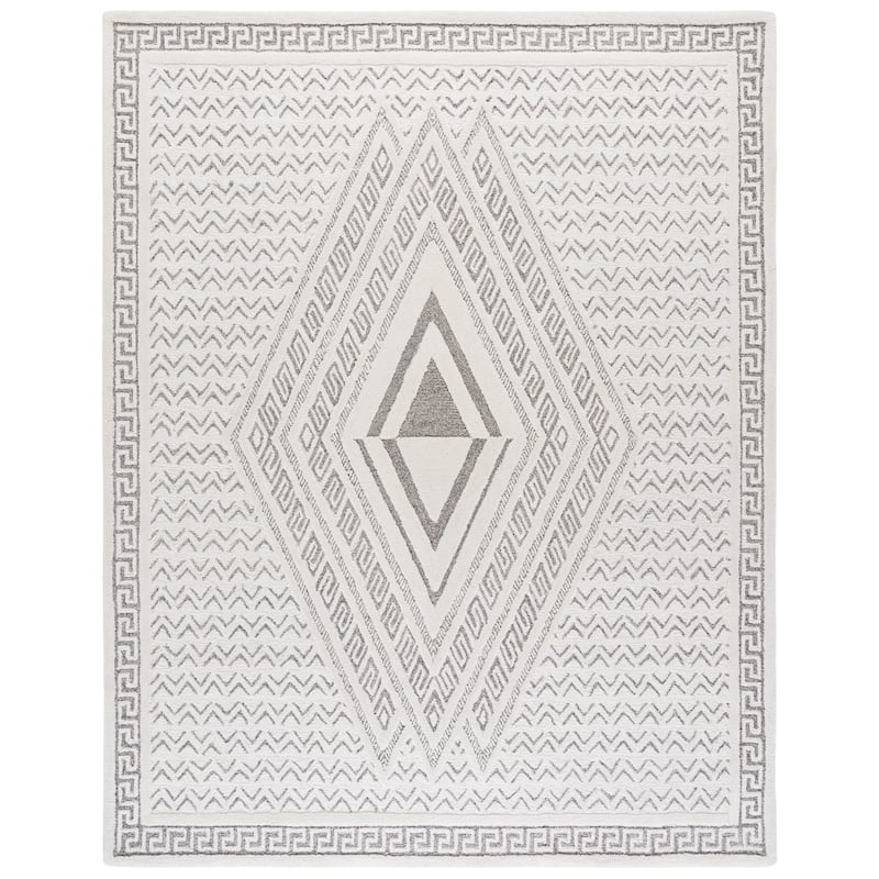 SAFAVIEH Handmade Mykonos Giorgia Modern Wool Rug - 8' x 10' - Ivory/Grey