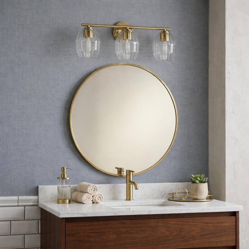 Lunix Three-Light Bathroom Vanity Fixture with Clear Glass Shades