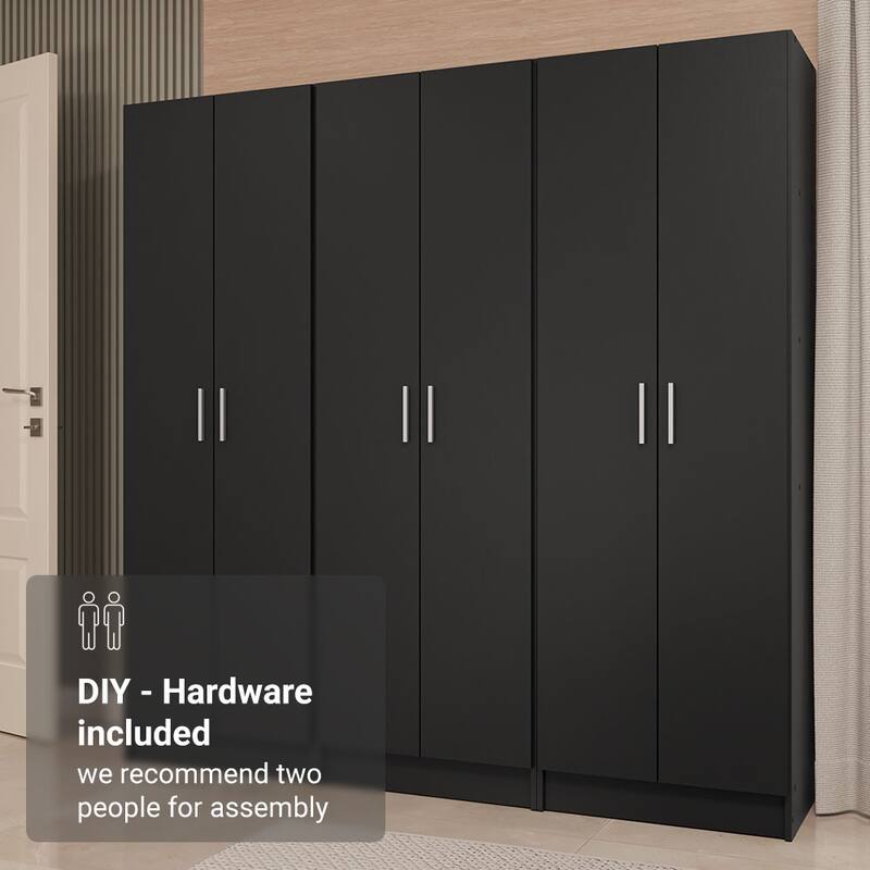 Madesa Wardrobe Cabinet with 6 Doors and 15 Utility Shelves