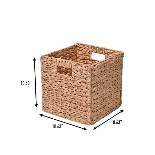 dimension image slide 3 of 4, Collapsible Storage Cube Basket with Handles (Set of 5)
