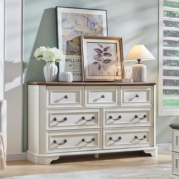 white christmas dresses WLIVE Wide 6-Drawer Modern Horizontal Wood Dresser main image 1