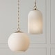 preview thumbnail 4 of 3, 13.75" W x 15.25" H 1-Light Globe Pendant in Matte Brass with Soft White Glass and Alternating Loop Designer Chain