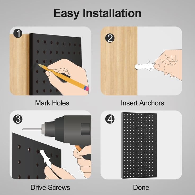 4 Pcs Metal Pegboard Wall Panels