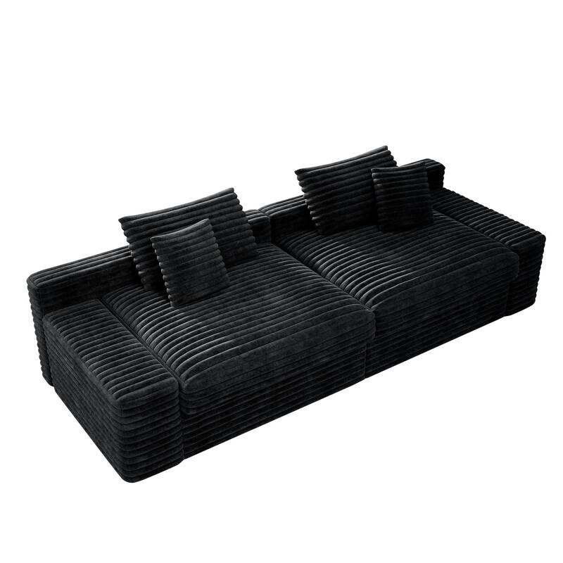Cloud Boneless Sectional Couch, Modular Deep Seat Sofa, Upholstered Loveseat Corduroy Foam Sofa Couches for Living Room