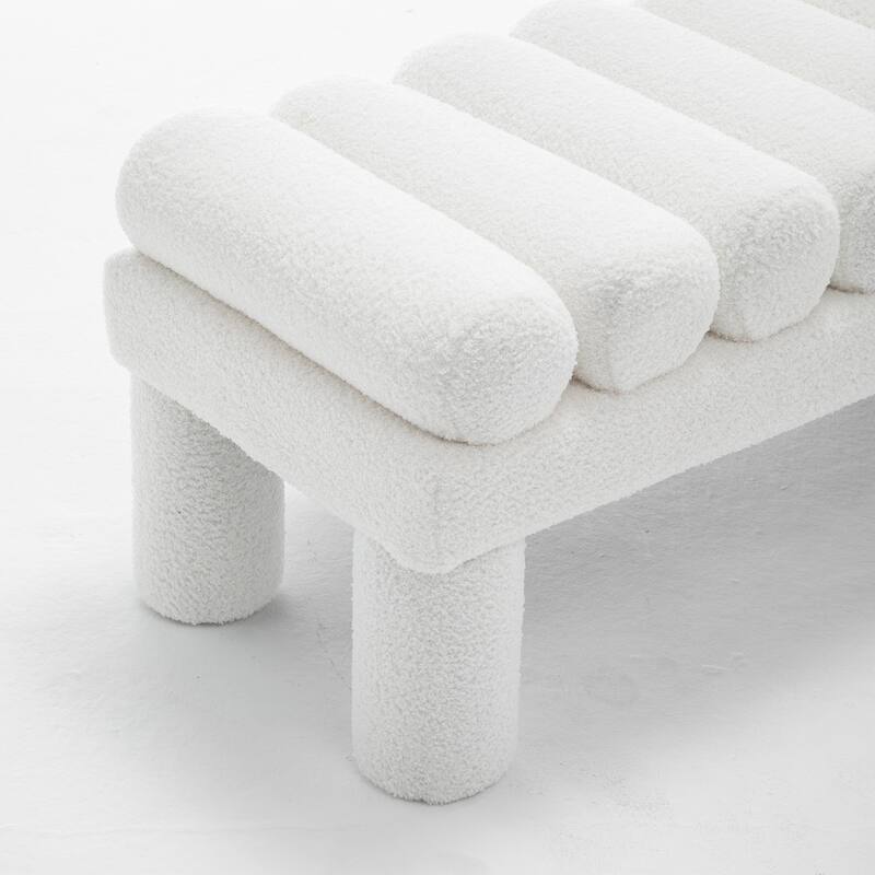 SEYNAR Modern Teddy Velvet Upholstered Rentangle Ottoman
